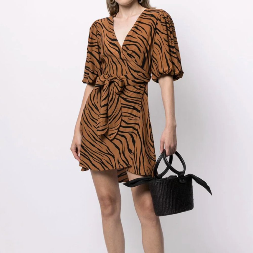 tiger-print wrap dress